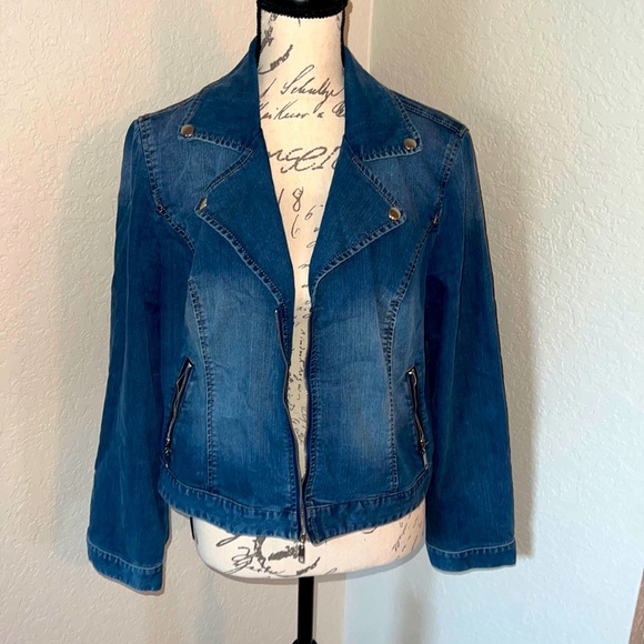 CHICO’S PLATINUM DENIM JACKET - Picture 1 of 4